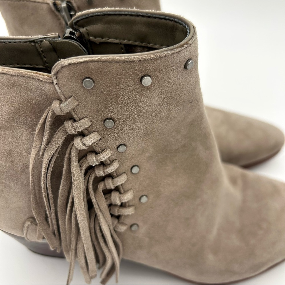 Sam Edelman - Women's Studded Fringe Suede Ankle Boots/ Thick Heels/ Bootie - Picture 14 of 16